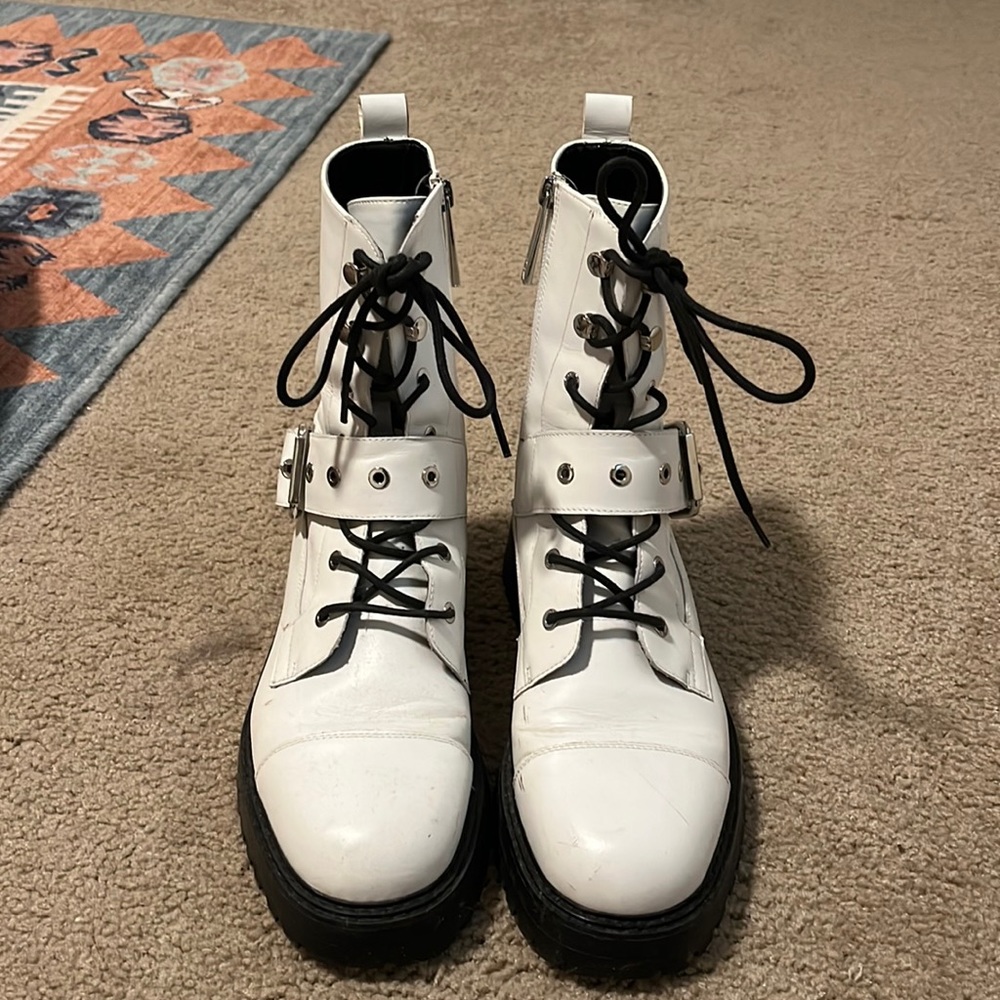 Zara white combat boots